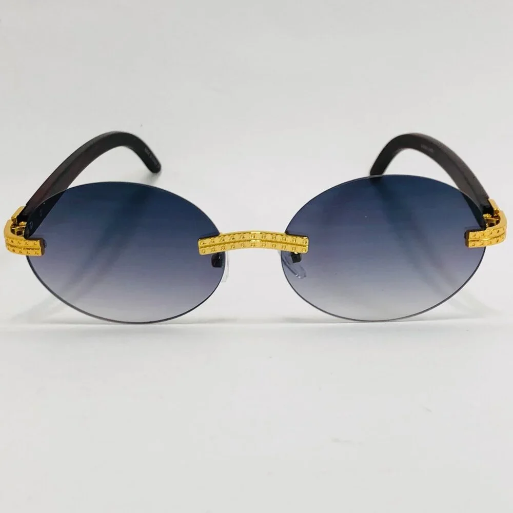 Men Hip Hop Sunglasses Circle Gold‎ Black Lens Street Fashion Metal Lentes Gafas
